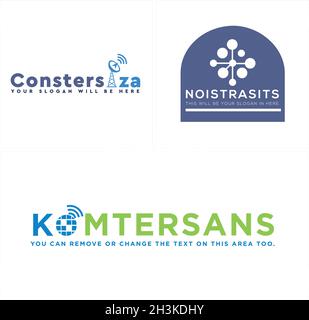 Modern technology communication global wireless connected logo design Stock Vector