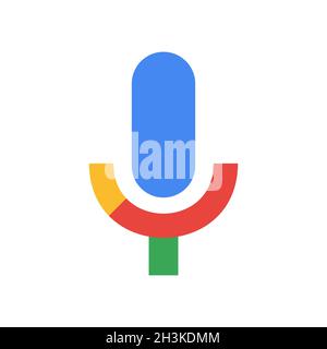 Google microphone sign icon. Editorial image. Vinnitsia, Ukraine - June 14, 2021. EPS 10 Stock Vector