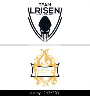 Modern spider octopus vector flat line logo design Stock Vector