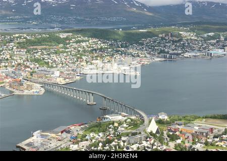 Tromsø bridge from above Stock Photo