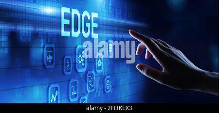 Edge computing networking internet technology concept on screen interface. Stock Photo