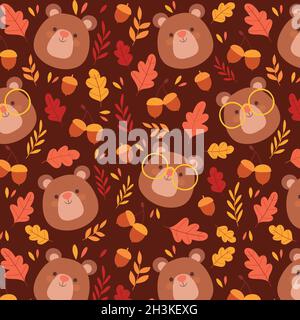 hand drawn cute autumn pattern vector design illustration Stock Vector