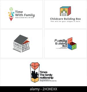 Colorful playful building box family recreation logo design Stock Vector