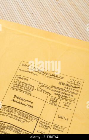 Customs Declaration Sticker Sign CN22 On Yellow brown Airmail Customs Declaration Sticker Sign CN22 On Yellow brown Airmail