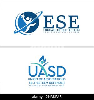 Modern education global people star logo design Stock Vector