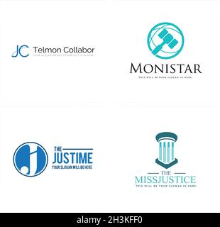 Modern justice attorney law pillar letter J logo design Stock Vector