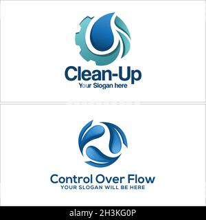 Industrial business engineering gear water logo design Stock Vector