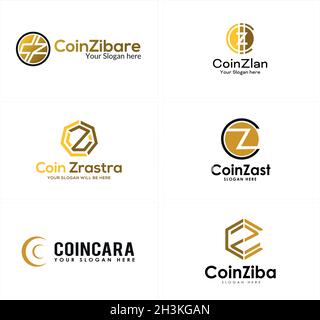 Modern business company icon letter coin logo design Stock Vector