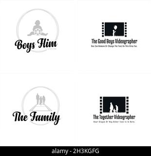 Set of Film kids family videographer logo design Stock Vector
