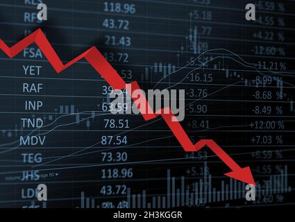 The fall of stock market quotes Stock Photo