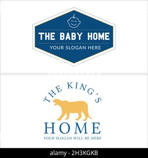 Baby home tiger kings logo design vector illustration Stock Vector