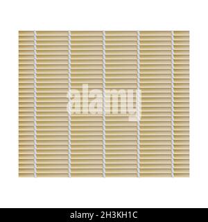 Empty bamboo mat top view. Traditional Japanese kitchen utensils. Bamboo sticks interconnected with cotton thread. Vector illustration of a mat for ma Stock Vector