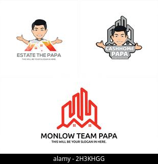Modern real estate home building line broker logo design Stock Vector