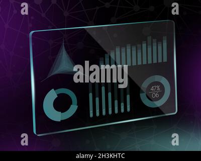 Futuristic charts and graphs projection on a digital tablet Stock Photo