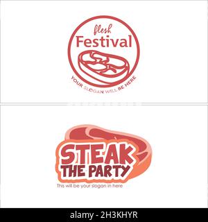 Modern food party meat badge logo design Stock Vector