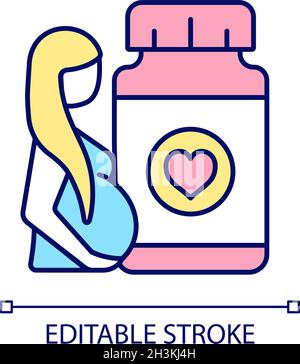 Supplements for pregnant women RGB color icon Stock Vector