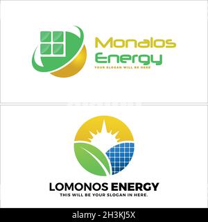 Modern natural energy solar panel sun logo design Stock Vector