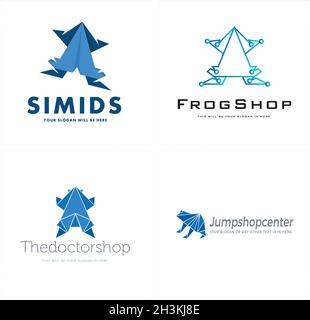 Modern animal frog tech line connected logo design Stock Vector