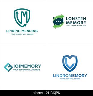 Modern shield guard chat logo design Stock Vector