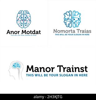 Modern science brain connect tech logo design Stock Vector