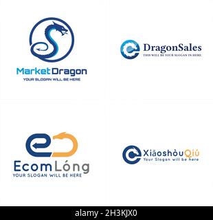 Modern business market dragon icon logo design Stock Vector
