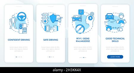 Driving course results blue onboarding mobile app page screen Stock Vector