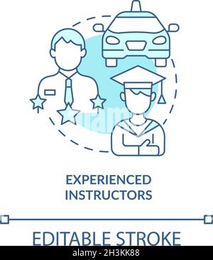 Experienced instructors blue concept icon Stock Vector