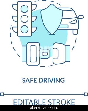 Safe driving blue concept icon Stock Vector
