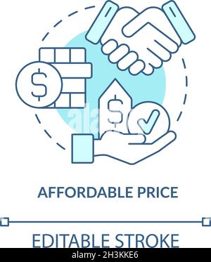 Affordable price blue concept icon Stock Vector