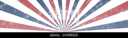 Abstract grunge rays background. USA colors. Stock Vector