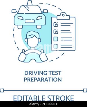 Driving test preparation blue concept icon Stock Vector