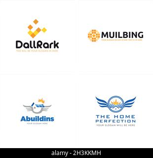 Modern home perfection energy solar panel logo design Stock Vector