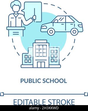 Public school blue concept icon Stock Vector