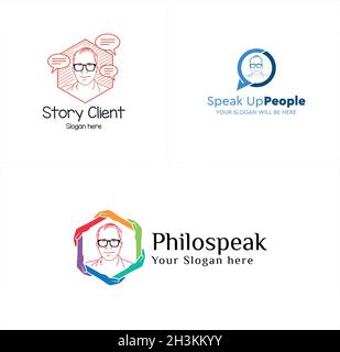 Modern consultant people chat icon logo design Stock Vector