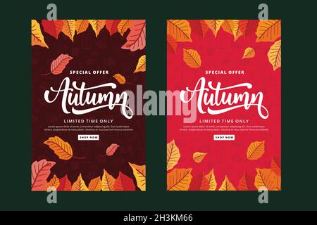 autumn banner template flat vector design illustration Stock Vector