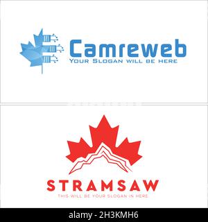 Modern business technology maple mountain tech logo design  Stock Vector