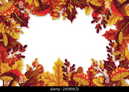 flat autumn background with leaves vector design illustration Stock Vector