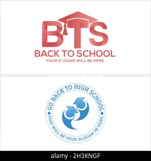 Modern education graduation cap people school logo design Stock Vector