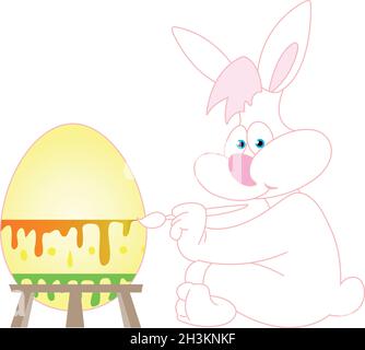 Easter bunny painting Easter egg Stock Vector