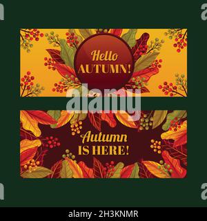 autumn banner template flat vector design illustration Stock Vector