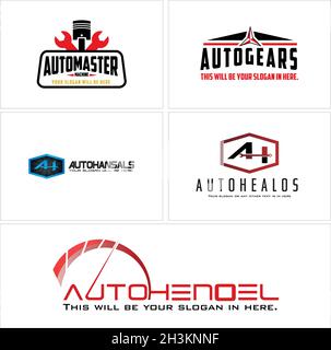 Modern automotive repair workshop wrench speedometer logo design Stock Vector