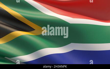 High resolution close-up flag of South Africa. 3D illustration. Stock Photo