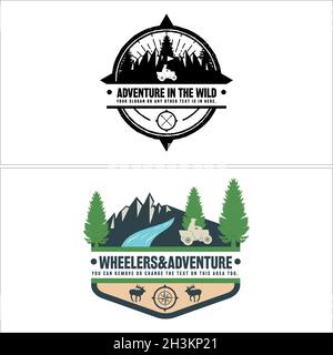 Vintage set of adventure mountain forest logo design Stock Vector