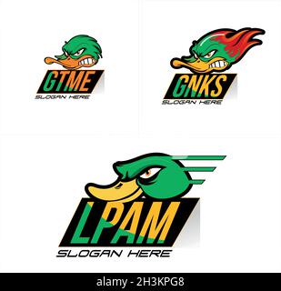Modern angry duck head vector illustration logo design Stock Vector