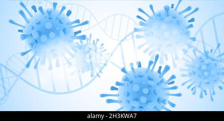 Covid 19 illustration banner with DNA symbols Stock Photo
