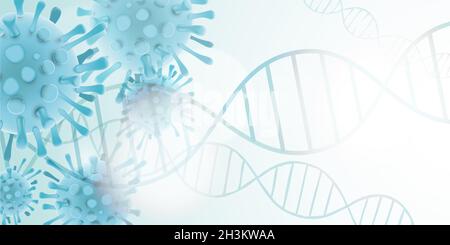 Covid 19 illustration banner with DNA symbols Stock Photo