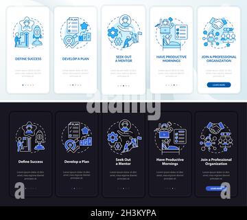 Successful career advancement onboarding mobile app page screen Stock Vector