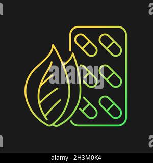 Herbal supplements gradient vector icon for dark theme Stock Vector