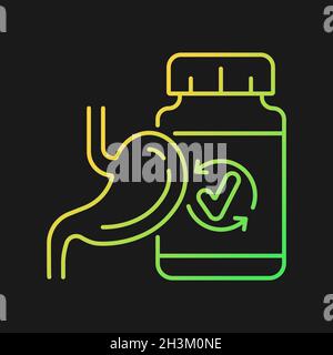 Digestive supplements gradient vector icon for dark theme Stock Vector