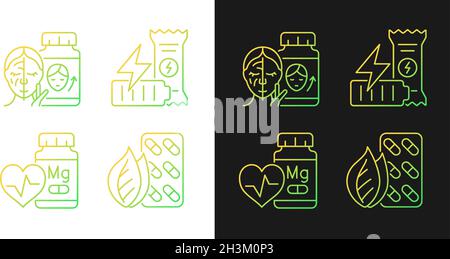 Food supplements gradient icons set for dark and light mode Stock Vector